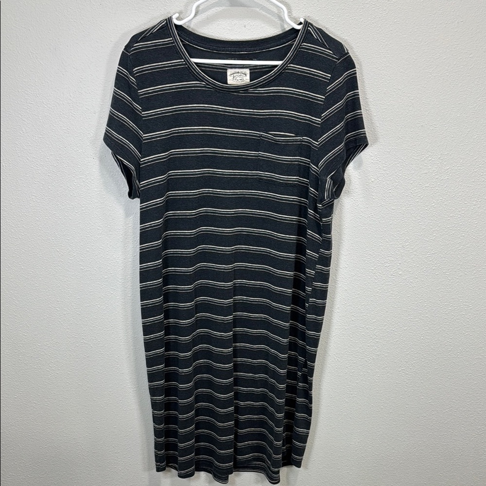 Prana charcoal gray  and‎ White Raglan Mini Dress t shirt dress